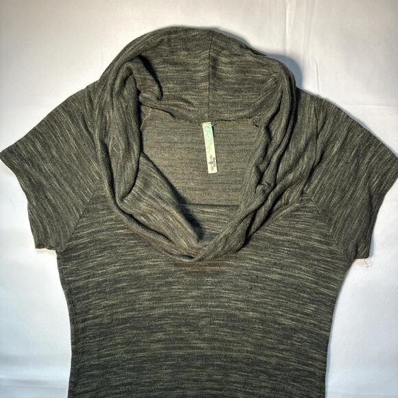 Green Cowl Neck Tunic Sweater Dress w/ Wide Black Double Buckle Belt – Size XS/S - Picture 5 of 11